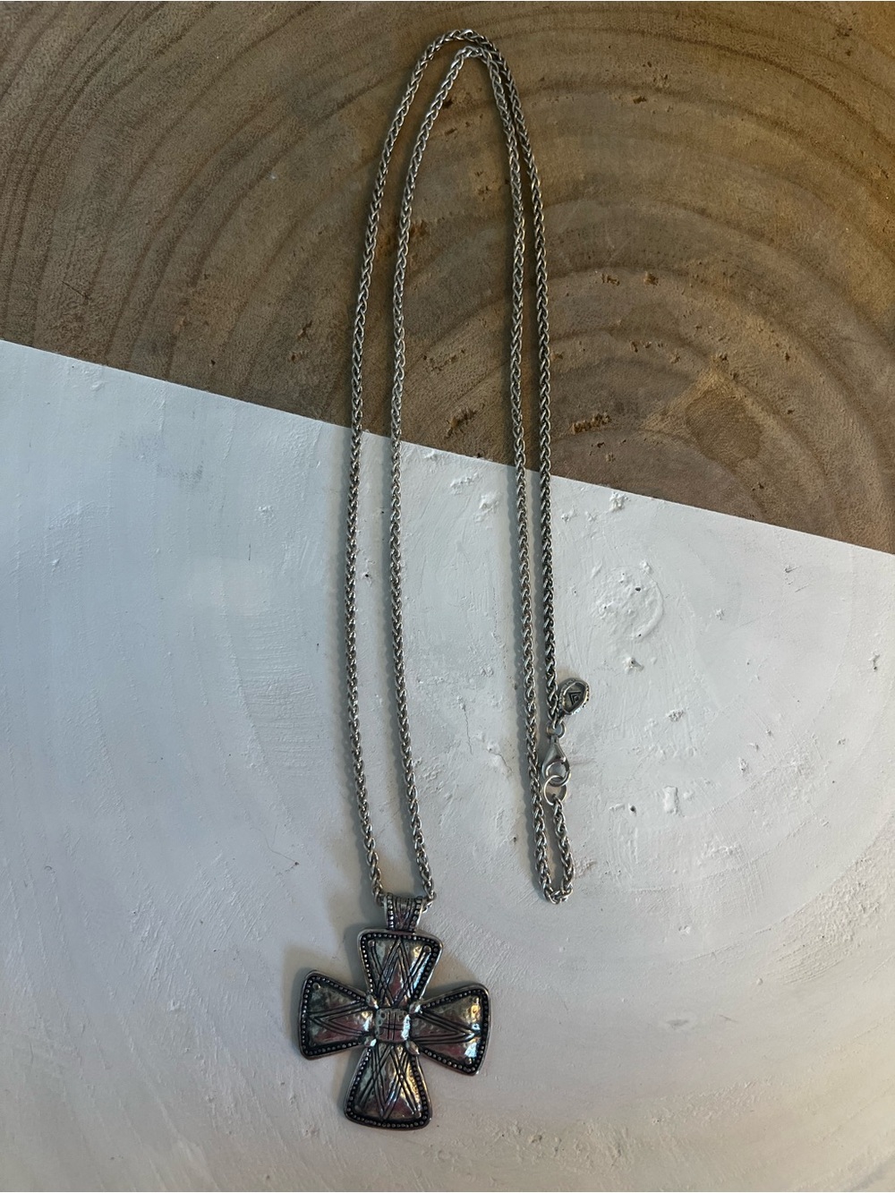 Silpada Silver-tone Multi-colored Cross Pendant Necklace